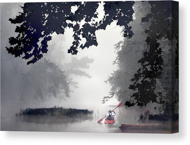 2014 Canvas Print featuring the photograph Paddling Towards the Unknown by Robert Charity