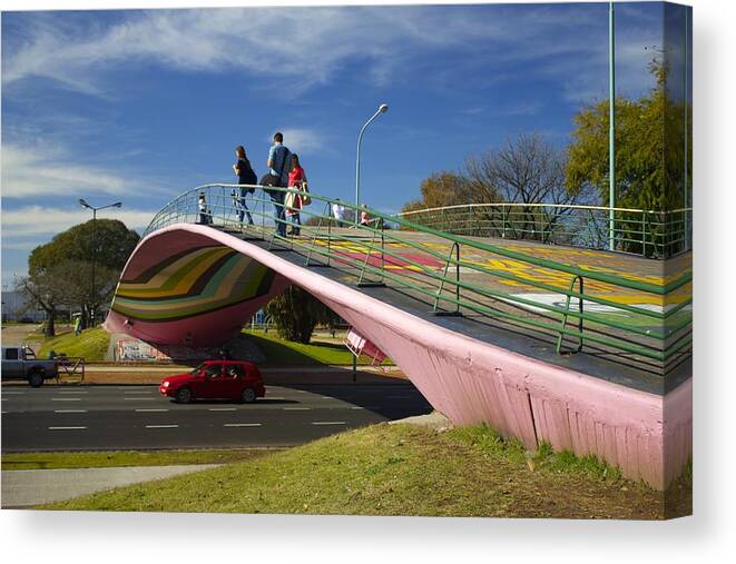 Painted Bridge Canvas Print featuring the photograph Painted Bridge Buenos Aires by Venetia Featherstone-Witty