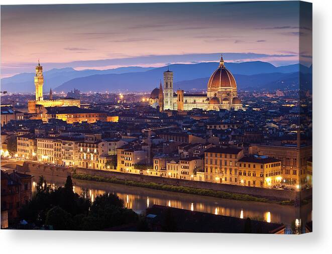 Built Structure Canvas Print featuring the photograph Palazzo Vecchio, Florence Cathedral by Richard I'anson