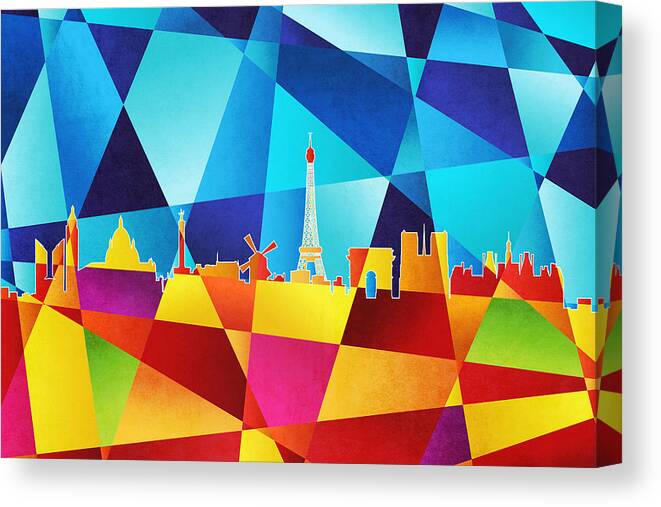 Paris Canvas Print featuring the digital art Paris France Skyline by Michael Tompsett