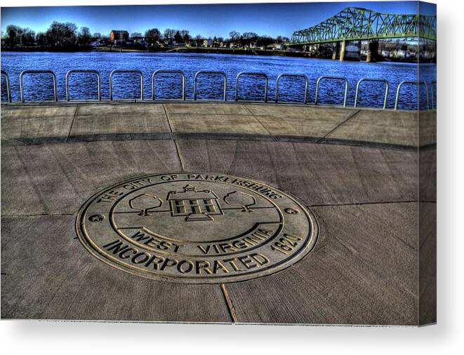 Parkersburg Canvas Print featuring the photograph Parkerburg City Seal by Jonny D