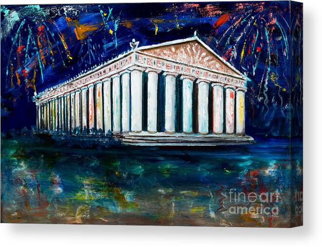 Nashville Canvas Print featuring the painting Parthenon - Nashville by Olga Alexeeva