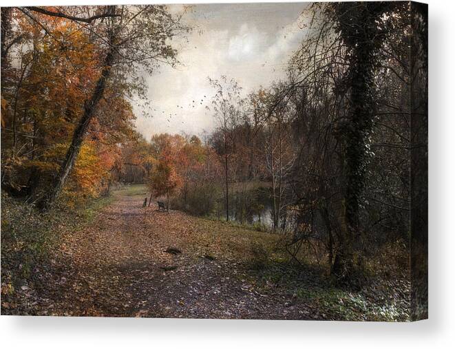Path Canvas Print featuring the photograph Passing through Hopkins Pond by John Rivera