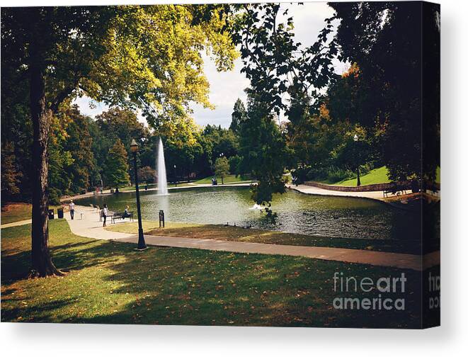 Mirror Lake Canvas Print featuring the photograph Past Time at Mirror Lake by Rachel Barrett