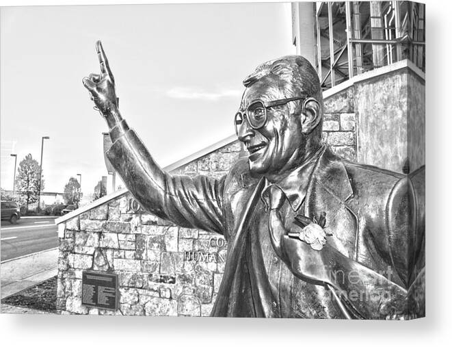 Joepa Canvas Print featuring the photograph Paterno in Black and White by Tom Gari Gallery-Three-Photography