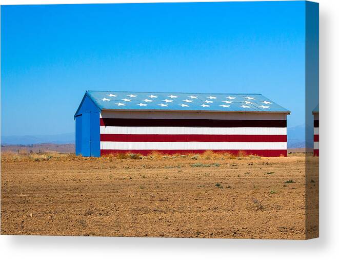 California Canvas Print featuring the photograph Patriotic Barn by Nicholas Blackwell