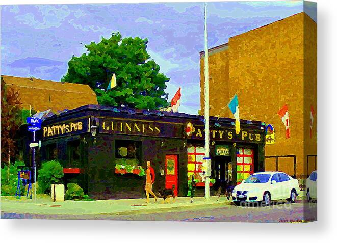 Ottawa Canvas Print featuring the painting Patty's Pub Guinness On The Glebe Restaurant Bar Bank And Ossington Paintings Of Ottawa Art Cspandau by Carole Spandau