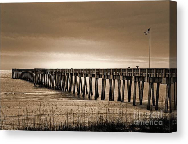 Art Prints Canvas Print featuring the photograph PC Beach Pier by Dave Bosse