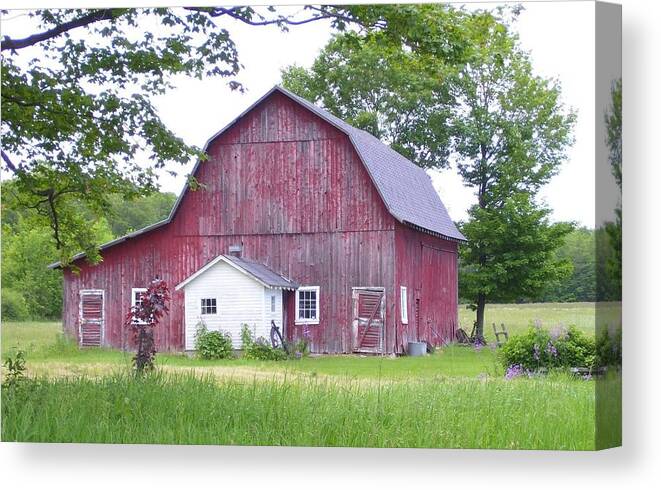 Red Barns Canvas Print featuring the photograph Peaceful by Kristine Bogdanovich