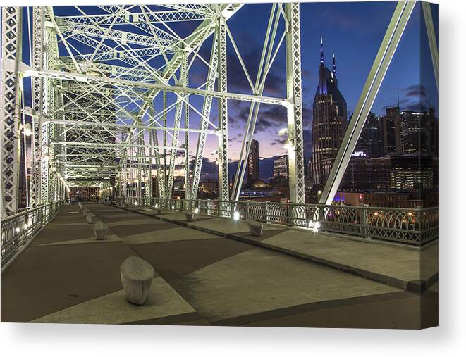 Nashville Canvas Print featuring the photograph Pedestrian Bridge in Nashville by John McGraw