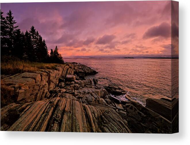 Pemaquid Point Canvas Print featuring the photograph Pemaquid Point Sunset by Mitchell R Grosky