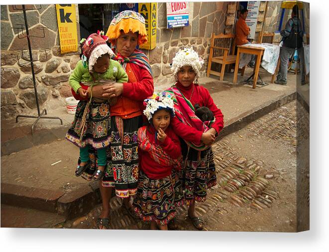 Photograph Canvas Print featuring the photograph Peruvian Family by Richard Gehlbach