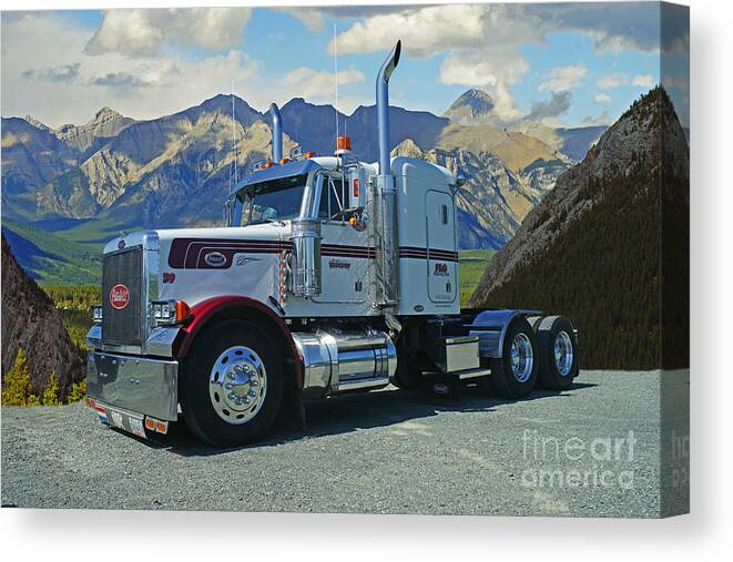 Trucks Canvas Print featuring the photograph Peterbilt and Banaff National Park by Randy Harris