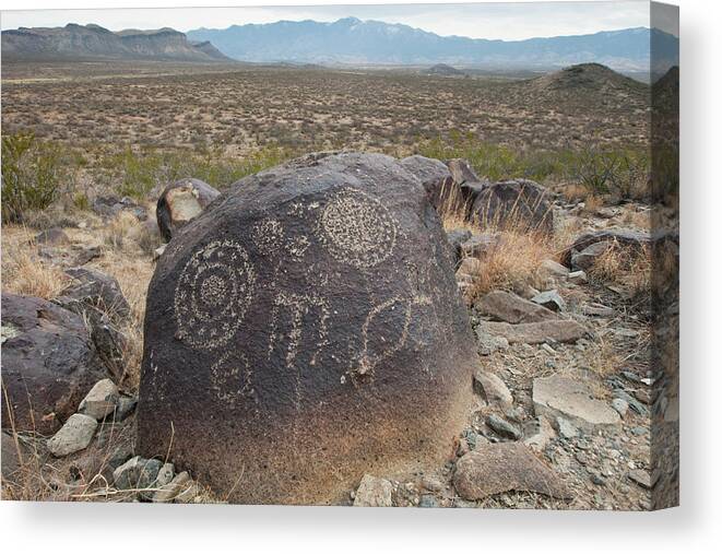 Animal Canvas Print featuring the photograph Petroglyph At The Three Rivers by Larry Ditto
