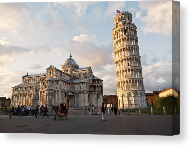 Outdoors Canvas Print featuring the photograph Piazza Dei Miracoli In Pisa by Luis Davilla