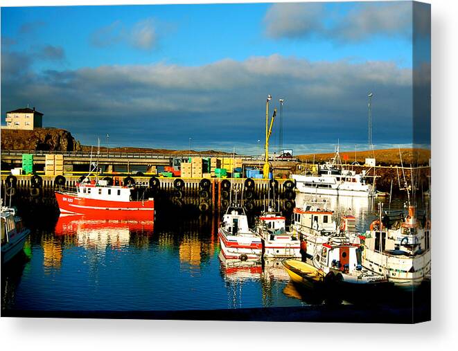 Iceland Harbour Canvas Print featuring the photograph Picturesque Harbour by HweeYen Ong