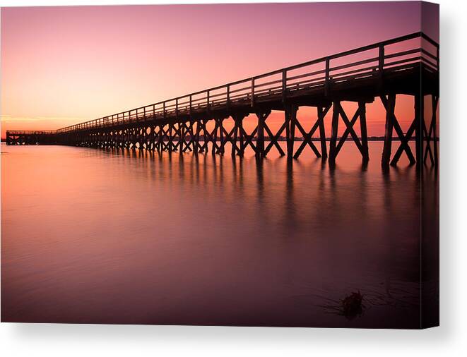 Fort Foster Canvas Print featuring the photograph Pier Into The Distance by Jeff Sinon