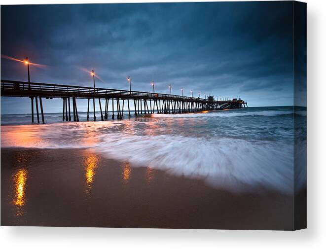 Pier Canvas Print featuring the photograph Pier into the Night by Ryan Weddle