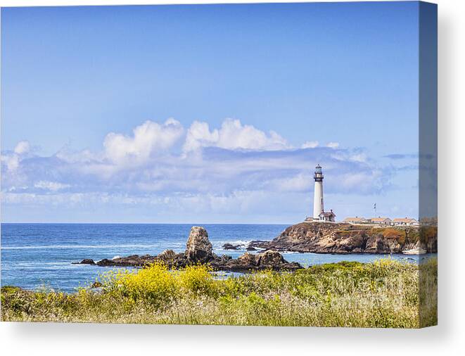 Pigeon Point Canvas Print featuring the photograph Pigeon Point Lighthouse California by Colin and Linda McKie