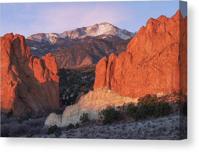 Pikes Canvas Print featuring the photograph Pikes Peak Sunrise by Aaron Spong