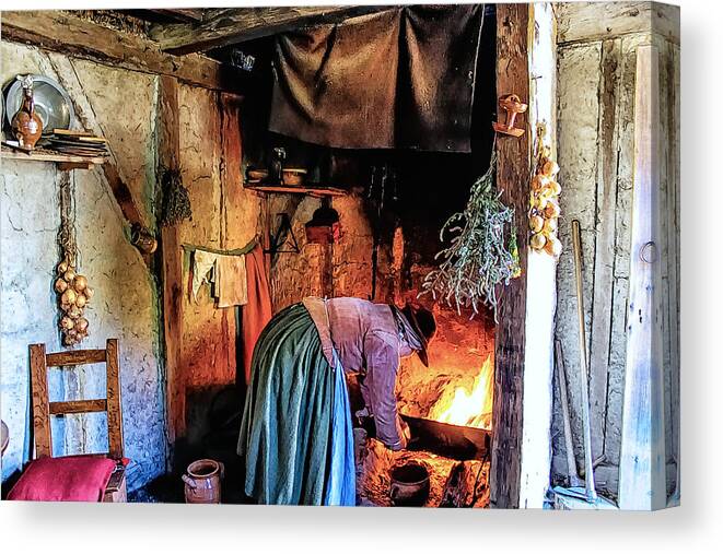 Settlers Canvas Print featuring the photograph Pilgrim Ladies Kitchen Amenities by Constantine Gregory