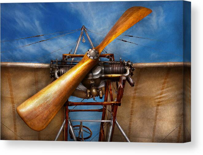Plane Canvas Print featuring the photograph Pilot - Prop - They don't build them like this anymore by Mike Savad
