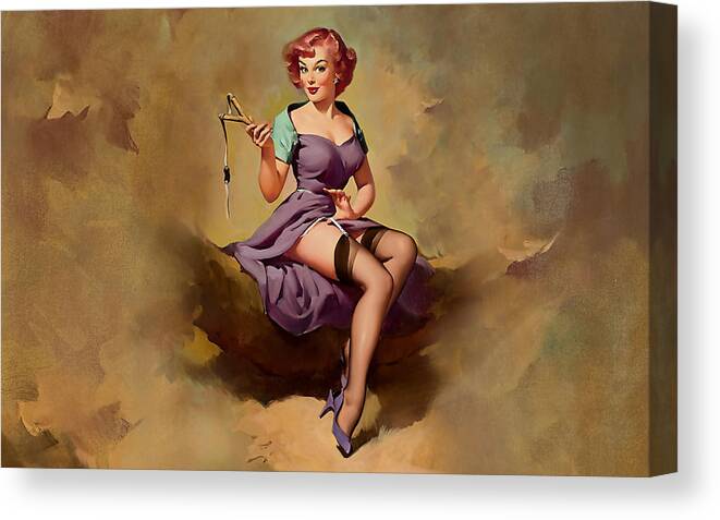 Pin Up Girl Canvas Print featuring the digital art Pin Up Girl by Marvin Blaine