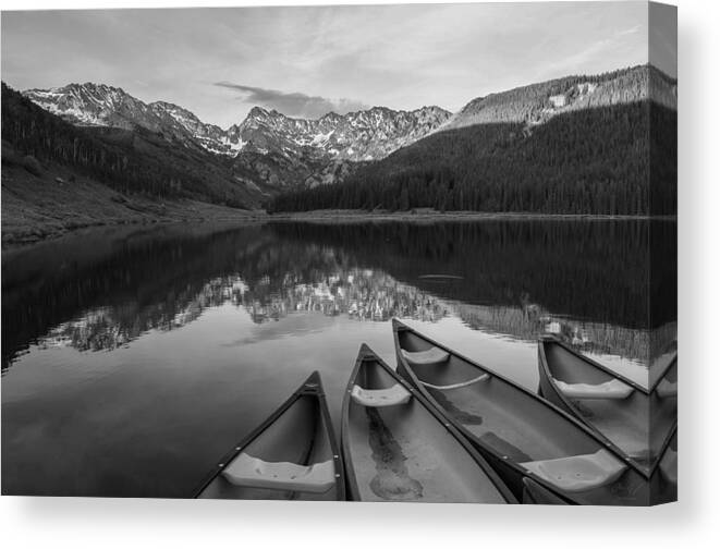 Piney Canvas Print featuring the photograph Piney Lake Black and White by Aaron Spong