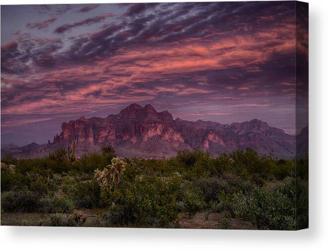 Sunset Canvas Print featuring the photograph Pink and Purple Desert Skies by Saija Lehtonen
