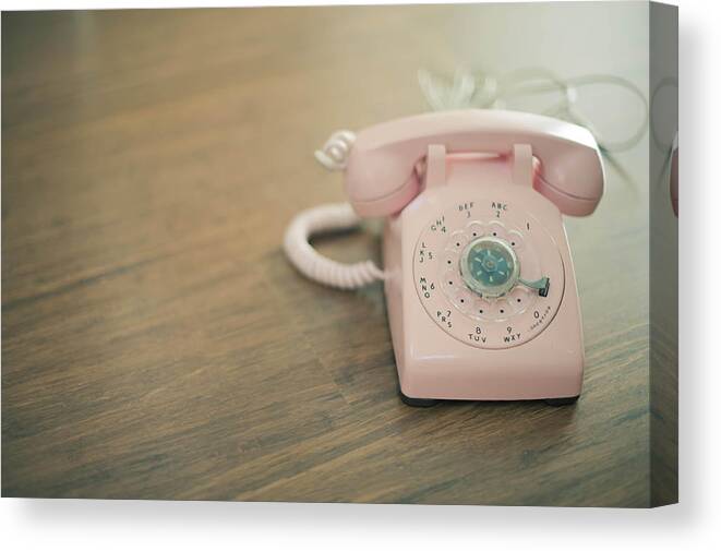 California Canvas Print featuring the photograph Pink Rotary Telephone by Photo By Nicole Peattie, Photographer