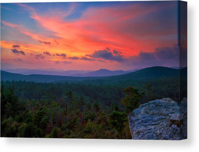Linville Gorge Canvas Print featuring the photograph Pinnacle Sunset by Mark Steven Houser