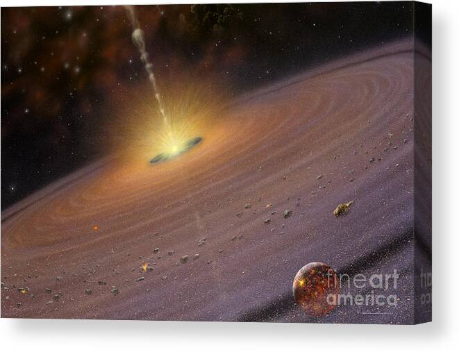 Alien Canvas Print featuring the painting Planetary Disk II v2 by Lynette Cook