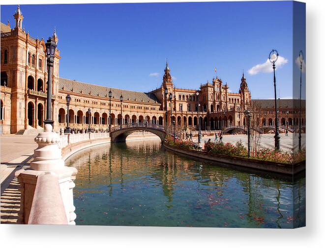Seville Canvas Print featuring the photograph Plaza de Espana - Seville Spain by AM FineArtPrints