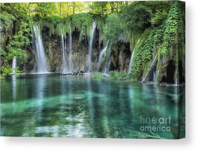 Croatia Canvas Print featuring the photograph Plitvice Falls by Timothy Hacker