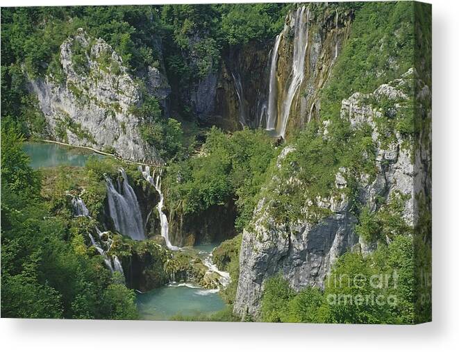 Landscape Canvas Print featuring the photograph Plitvice Lakes in Croatia by Rudi Prott