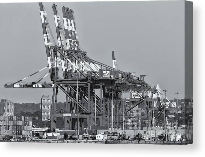 Clarence Holmes Canvas Print featuring the photograph PNCT Facility in Port Newark-Elizabeth Marine Terminal II by Clarence Holmes