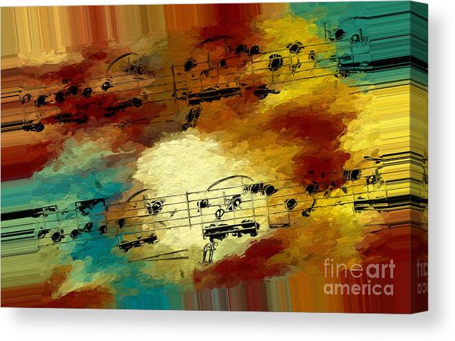Music Canvas Print featuring the digital art Polychromatic Postlude 3 by Lon Chaffin