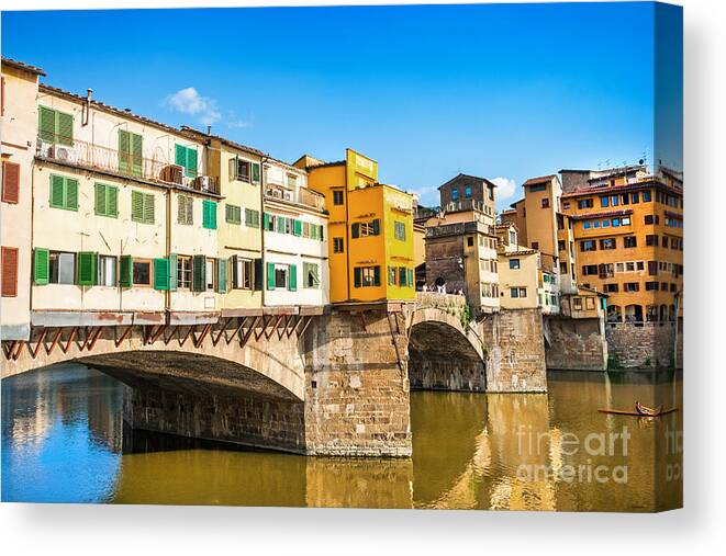 Italian Canvas Print featuring the photograph Ponte Vecchio at sunset by JR Photography