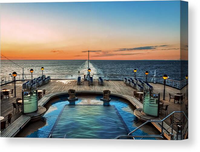Background Canvas Print featuring the photograph Pool by the Sea by Maria Coulson