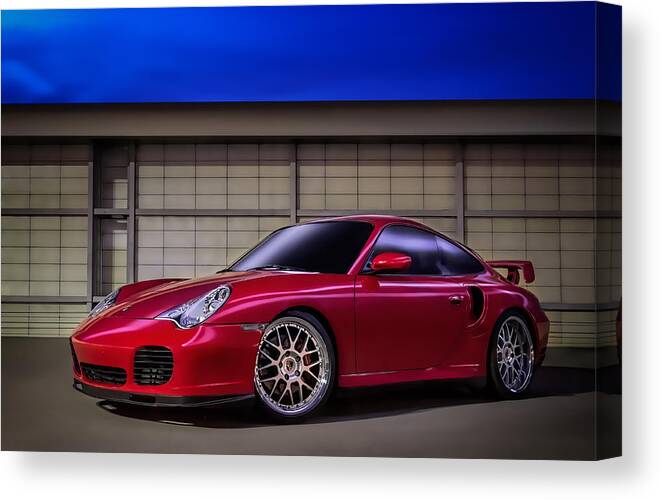 Red Canvas Print featuring the digital art Porsche 911 Twin Turbo by Douglas Pittman