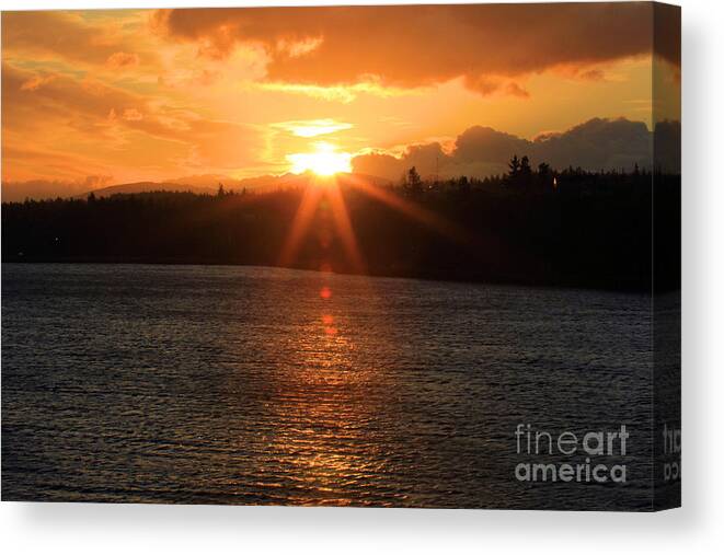 Port Angles Canvas Print featuring the photograph Port Angeles Sunrise by Adam Jewell