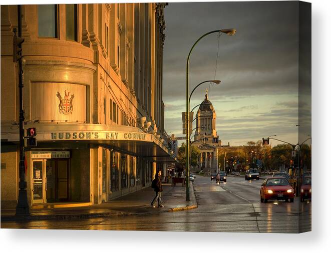 Winnipeg Canvas Print featuring the photograph Portage and Memorial by Bryan Scott