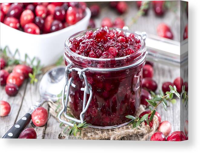 Cranberry Canvas Print featuring the photograph Portion of Cranberry Jam by Handmade Pictures