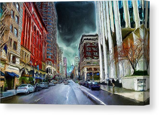 Portland Canvas Print featuring the digital art Portland Downtown by Cary Shapiro