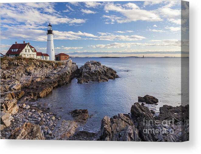 Cape Elizabeth Canvas Print featuring the photograph Portland Head Light lighthouse Maine by Ken Brown