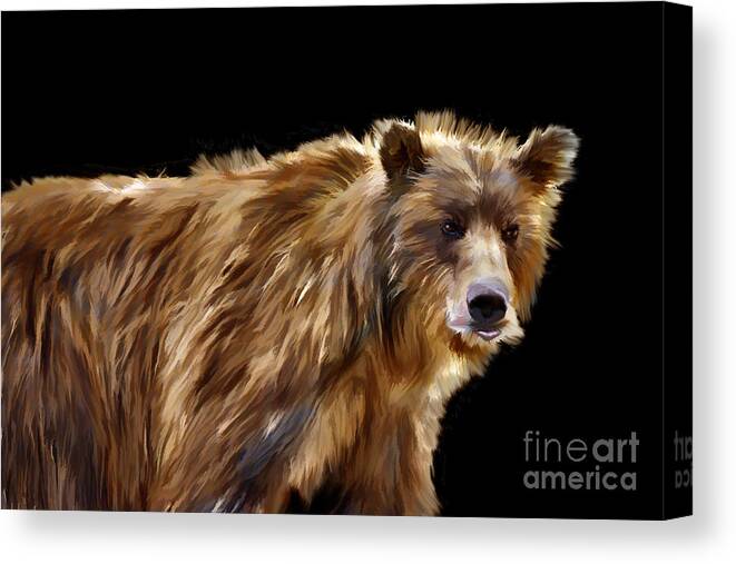 Paintography Canvas Print featuring the photograph Portrait brown bear by Dan Friend