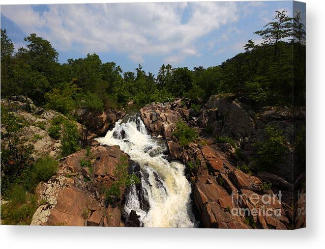 Great Falls Canvas Print featuring the photograph Potomac River Great Falls by James Brunker