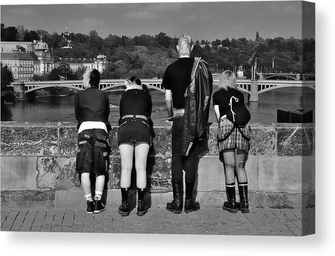 Charles Bridge Canvas Print featuring the photograph Prague On the Bridge by Steven Richman