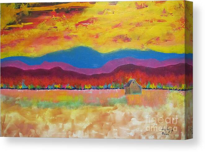 Acrylic Canvas Print featuring the painting Prairie Autumn by Lew Hagood