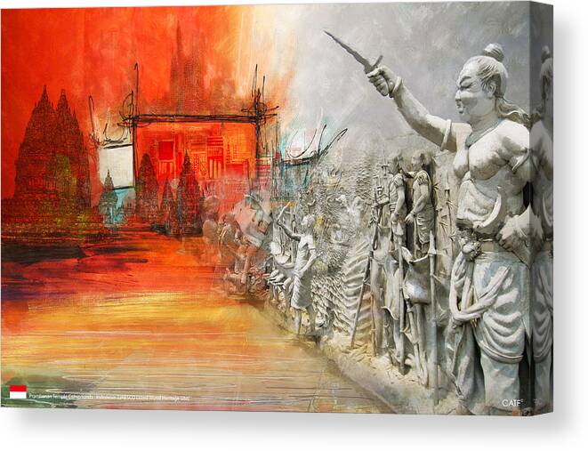 Museum Canvas Print featuring the painting Prambanan Temple Compounds by Ctaf